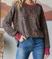 Ribbed Animal Print Relaxed Fit Long Sleeve