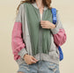 Color Block Oversized Casual Raw Edge Jacket