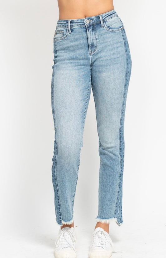 Judy Blue High Waisted Vintage Wash Side Detail Slim Jeans - 88536