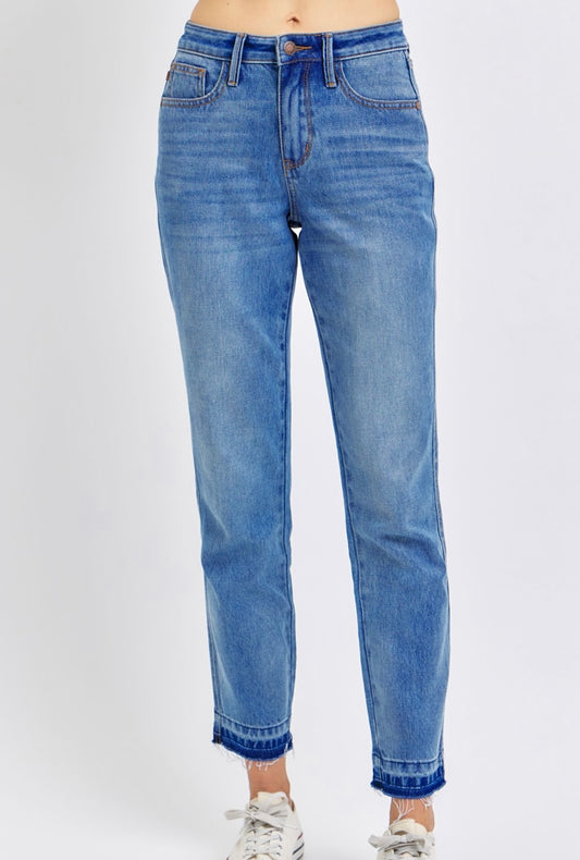 Judy Blue Mid Rise Rigid Boyfriend Jeans - 88818