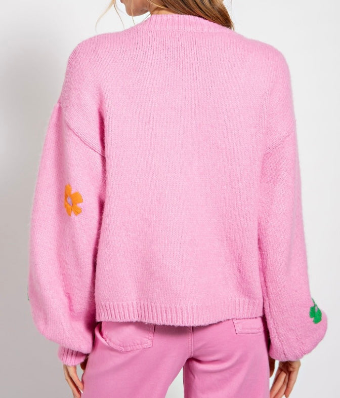 Pink Flower Cardigan