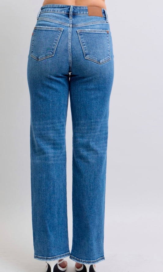 Judy Blue High Waisted V-Front Vintage Wash Straight Jeans - 82623