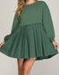 Long Sleeve French Terry Pleated Dress