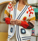 Granny Square Open Knit Cardigan Sweater