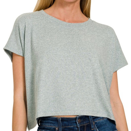 Ultra Soft Short Sleeve Round Cropped Top