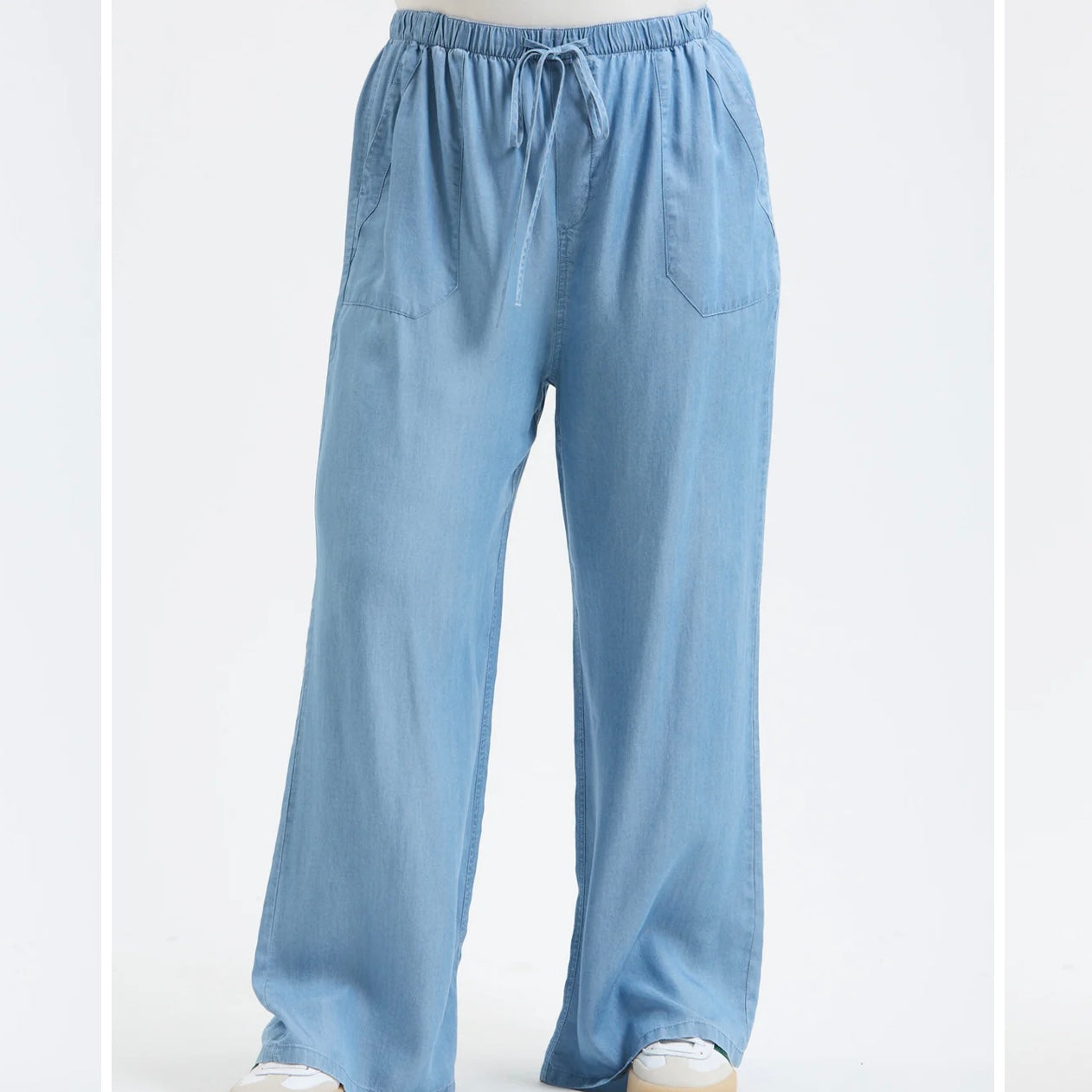 Plus Chambray High Waisted Drawstring Pants