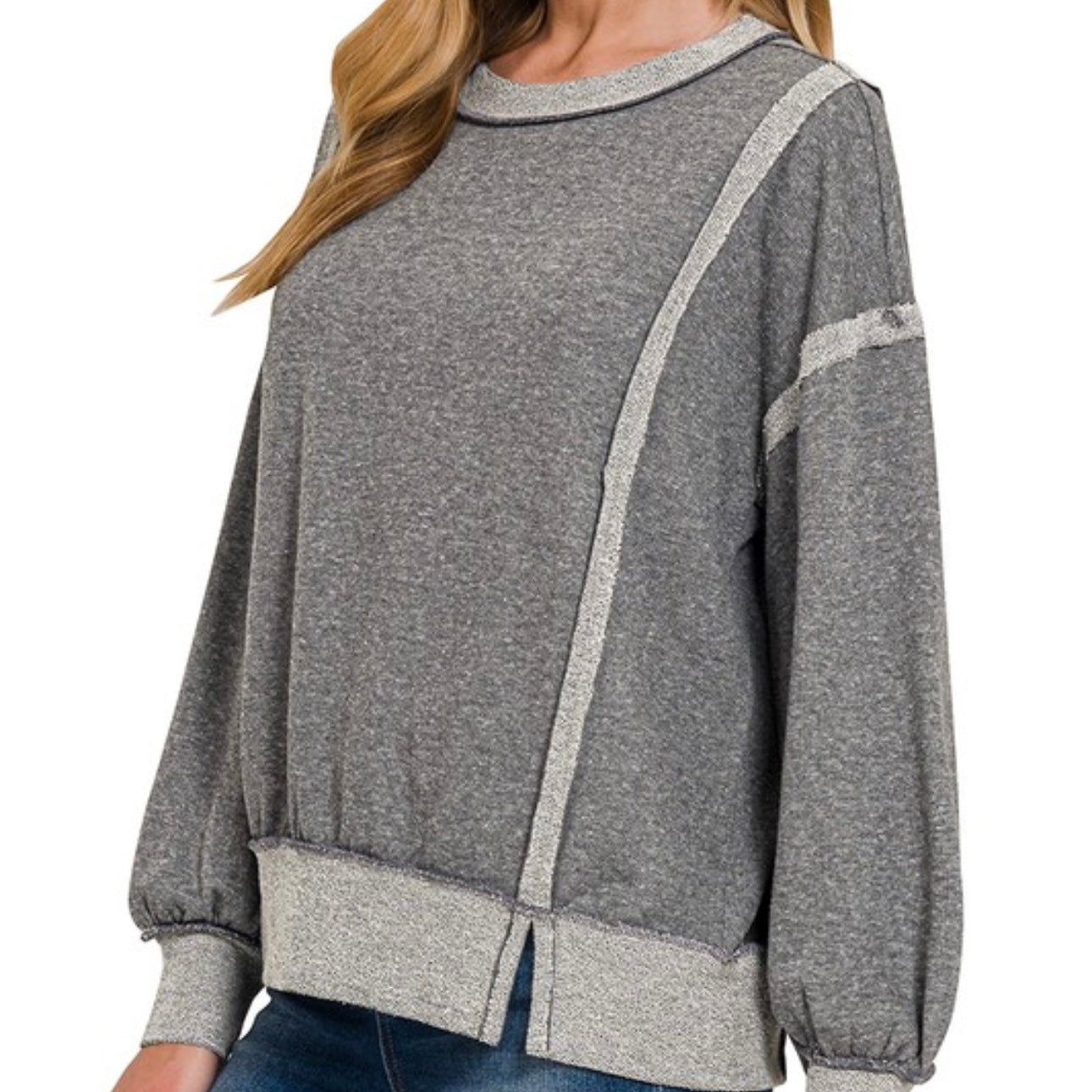 Exposed Seam Casual Sweatshirt