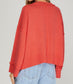 Coral Ribbed Sleeve Sweater With Side Buttons