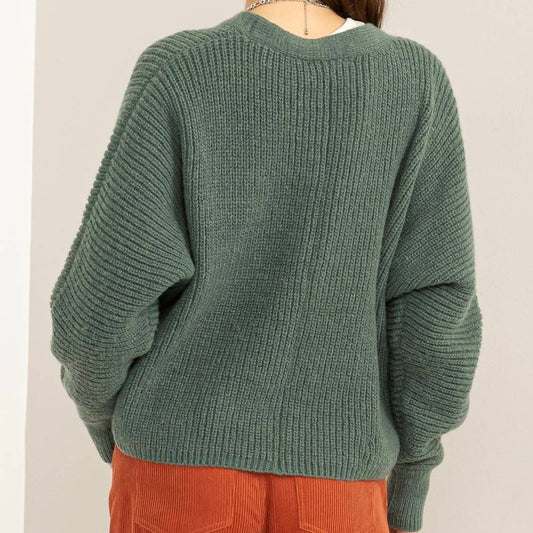 Green Batwing Sleeve Cardigan