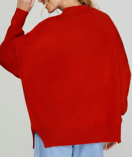 Drop Shoulder Oversized Mock Neck Sweater