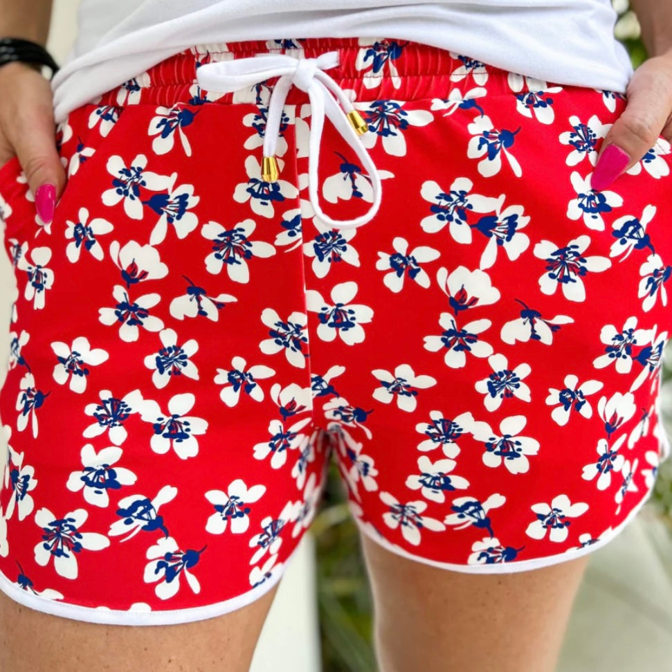 Red Floral Everyday Shorts
