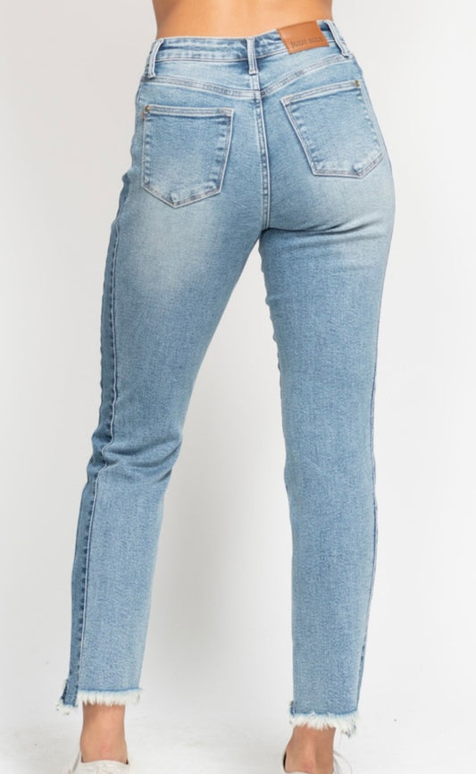 Judy Blue High Waisted Vintage Wash Side Detail Slim Jeans - 88536