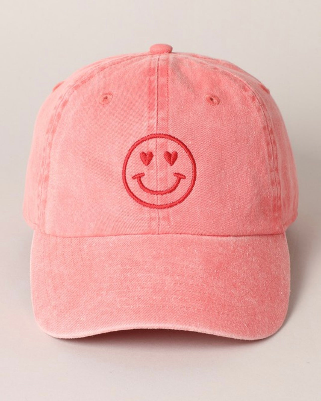 Heart Happy Face Embroidered Hat