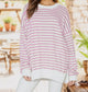 Bubble Poly Cotton Stripe Long Sleeve Top