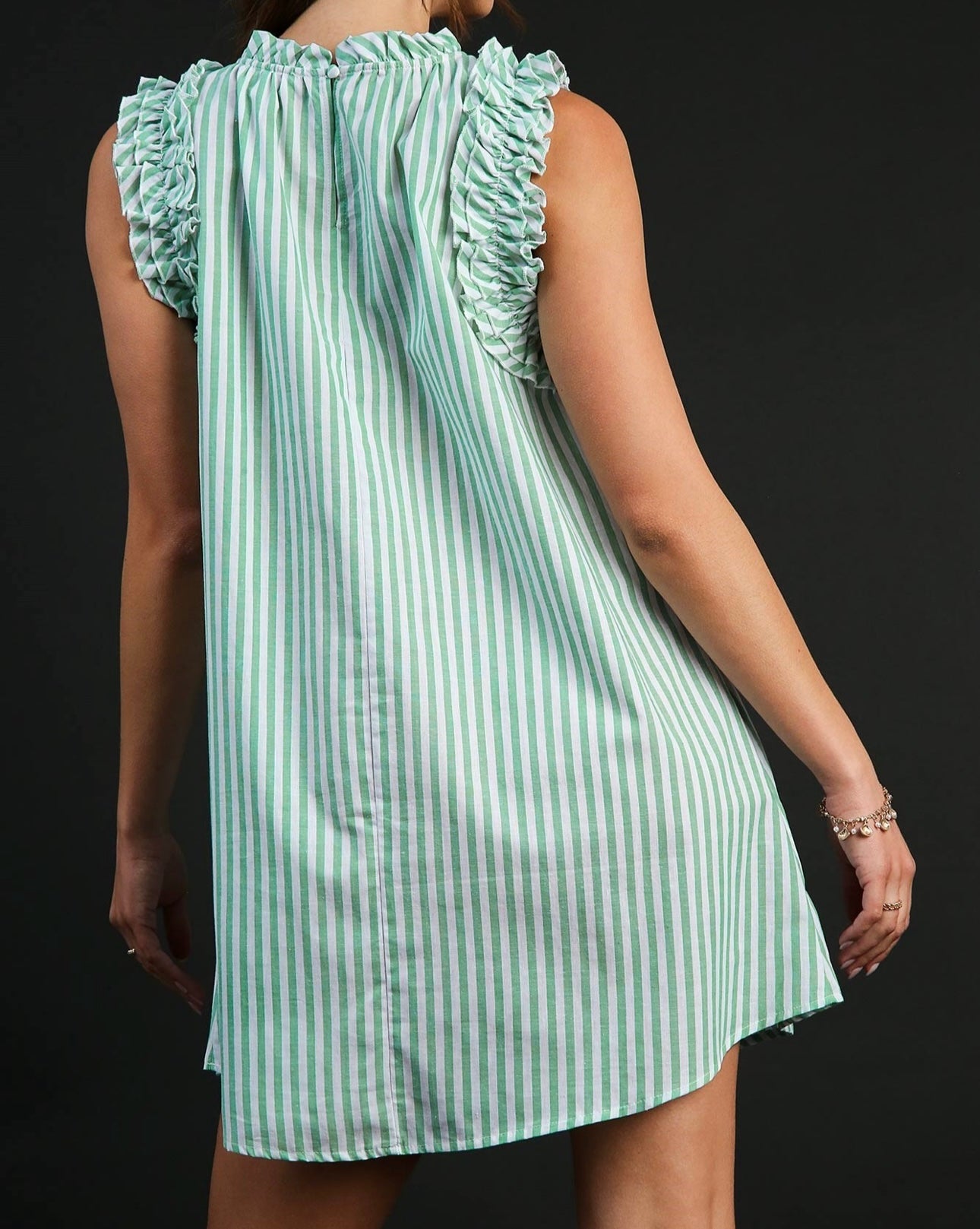 Mint Striped Sleeveless Dress