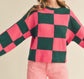 Pink & Green Checkered Pullover Sweater