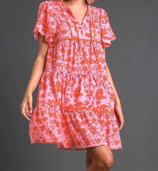 Light Pink Flutter Sleeve Dress