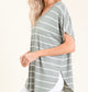 Loose Fit Striped V-Neck Top