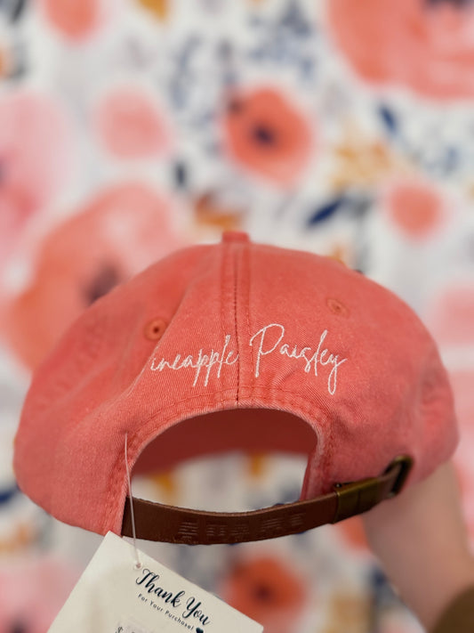 Coral KY Pineapple Paisley Baseball Hat