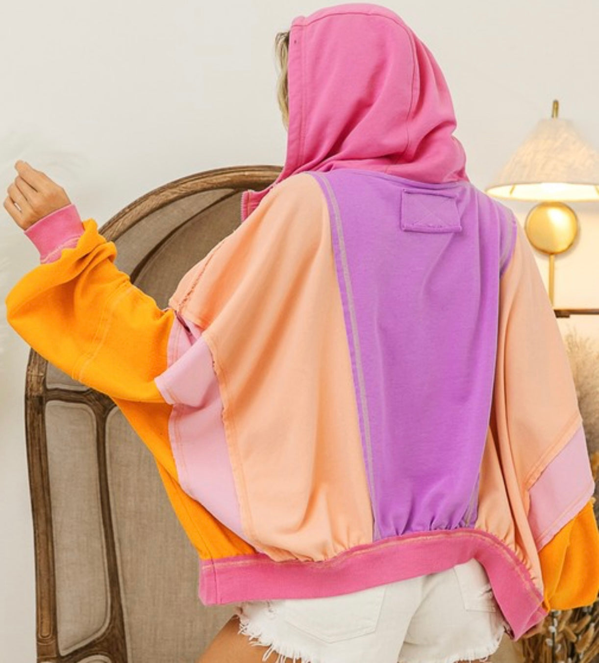 Color Block Sorbet Terry Zip Up Hoodie