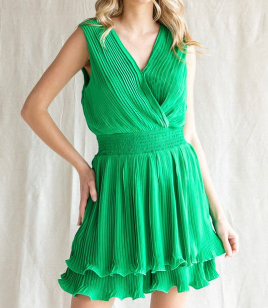 Kelly Green Pleated Romper