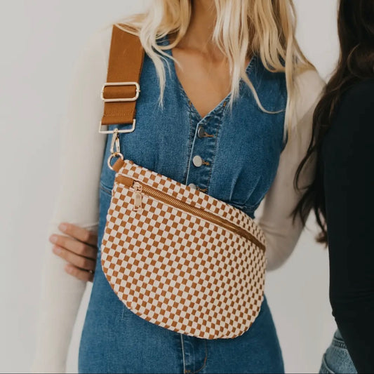 Checkered Woven Bum Bag