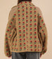 Red Flower Oversized Fleece Jacket