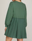 Long Sleeve French Terry Pleated Dress