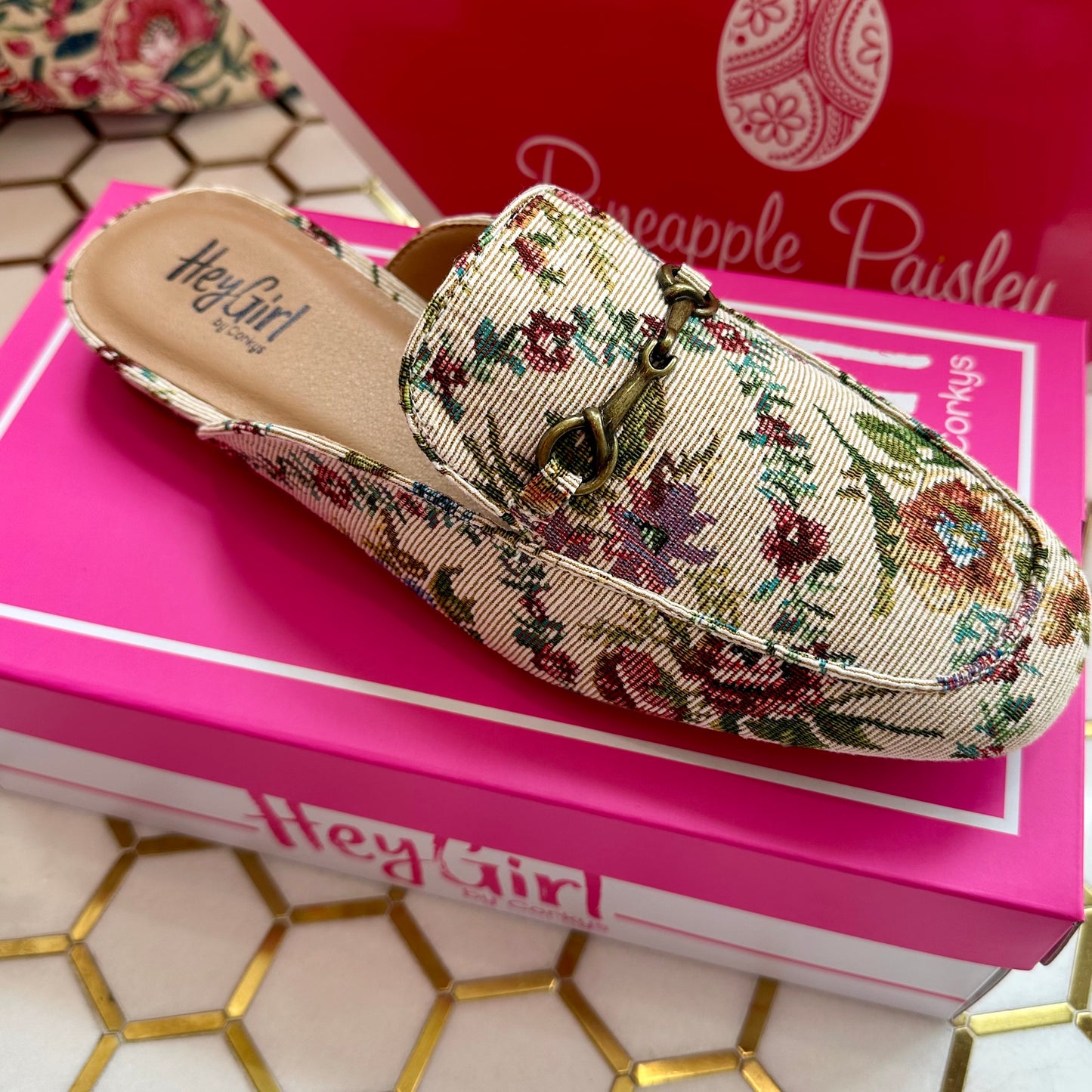 Corkys Brocade Floral Mule