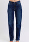 Judy Blue Mid Rise Straight Leg Fray Hem Jeans 82622