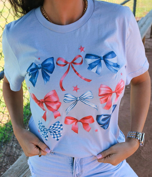 Red White & Bows Short Sleeve Tee