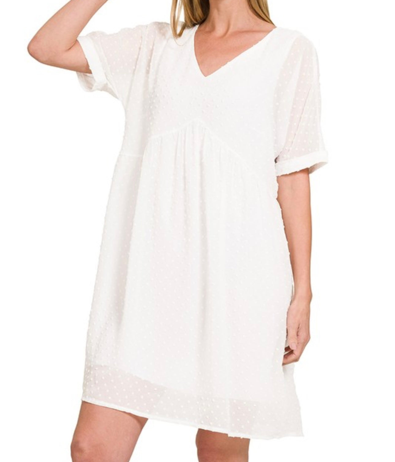 Swiss Dot Babydoll Short Sleeve Dress