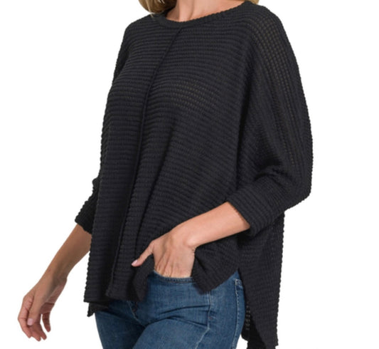 Batwing Sleeve Jacquard Top