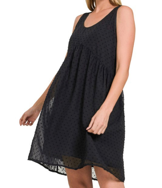 Swiss Dot Babydoll Sleeveless Dress