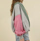 Color Block Oversized Casual Raw Edge Jacket