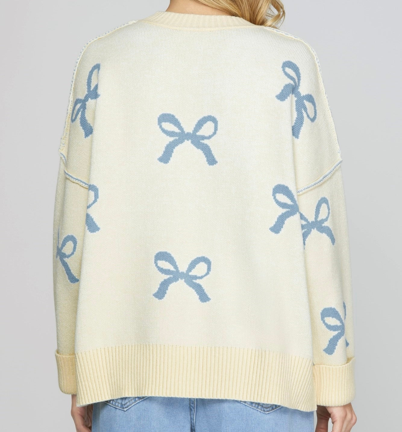 Light Blue Bow Knit Sweater