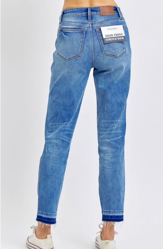 Judy Blue Mid Rise Rigid Boyfriend Jeans - 88818