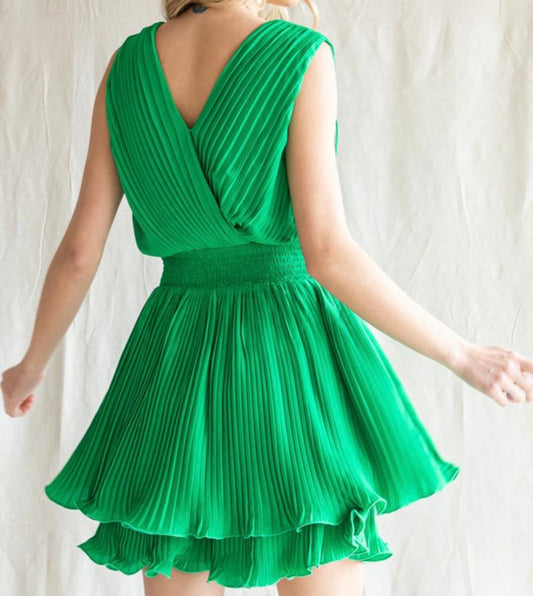 Kelly Green Pleated Romper