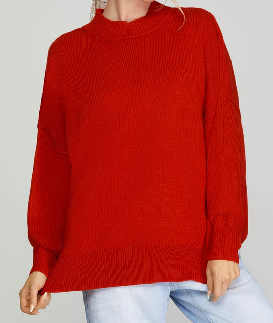 Drop Shoulder Oversized Mock Neck Sweater