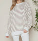 Bubble Poly Cotton Stripe Long Sleeve Top