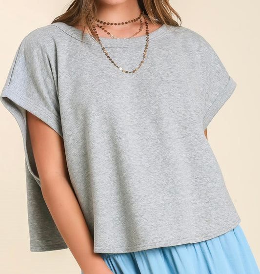 Heather Grey French Terry Batwing Top
