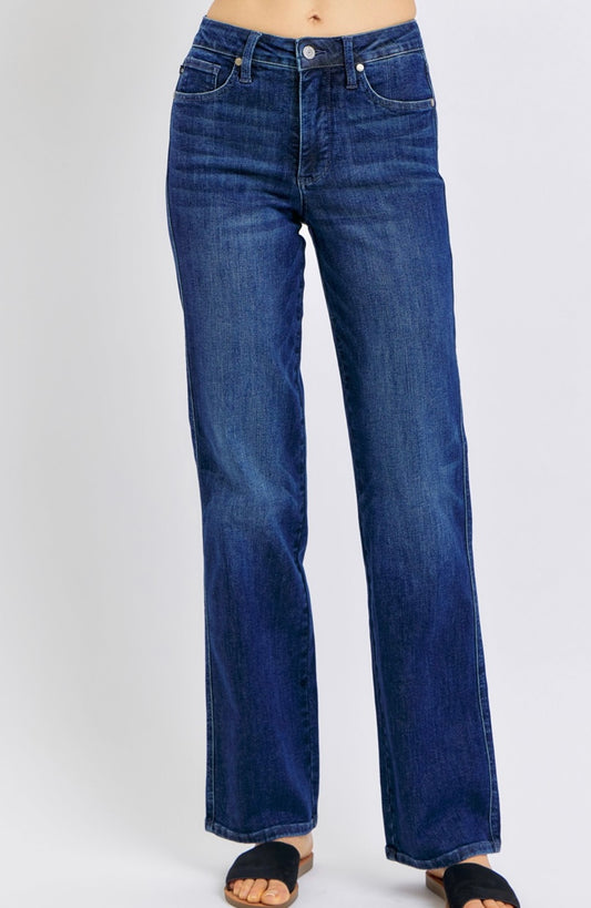 Judy Blue Mid Rise Tummy Control Classic Straight Jeans - 88861