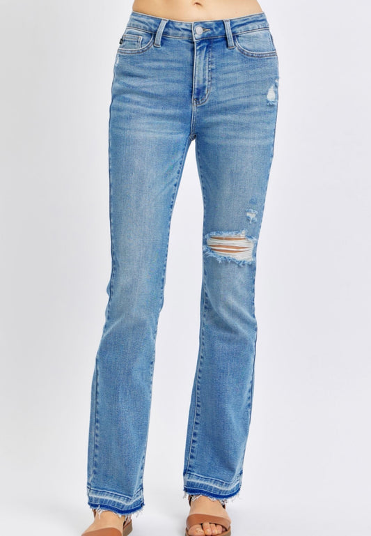 Judy Blue Mid Rise Distressed Bootcut Jeans - 88632