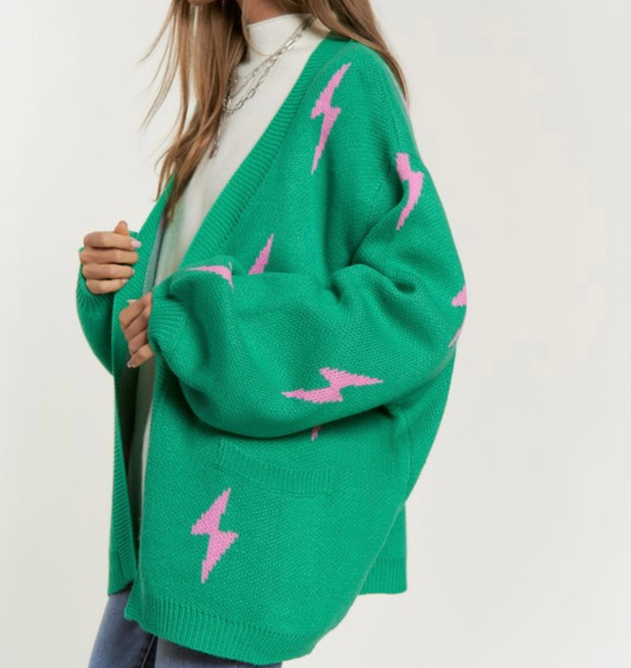 Lightning Bolt Oversized Sweater Cardigan