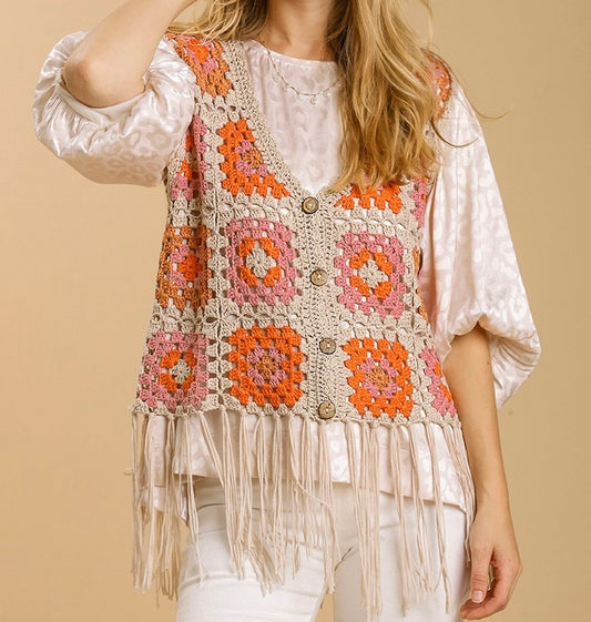 Crochet Vest With Fringe Details