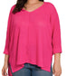 Plus 3/4 Sleeve V-Neck Knit Top