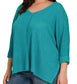 Plus 3/4 Sleeve V-Neck Knit Top