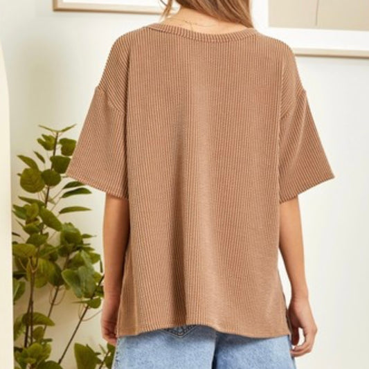 Ribbed Textured Tunic Top