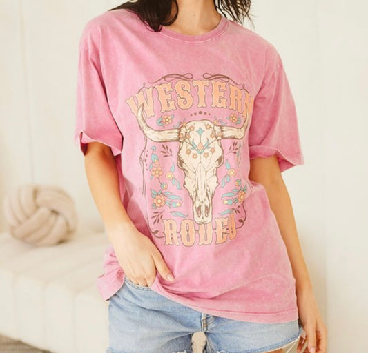 Western Rodeo Floral Boyfriend Fit Graphic Tee
