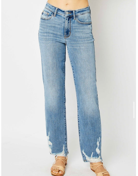 Judy Blue High Waisted Straight Distressed Jeans